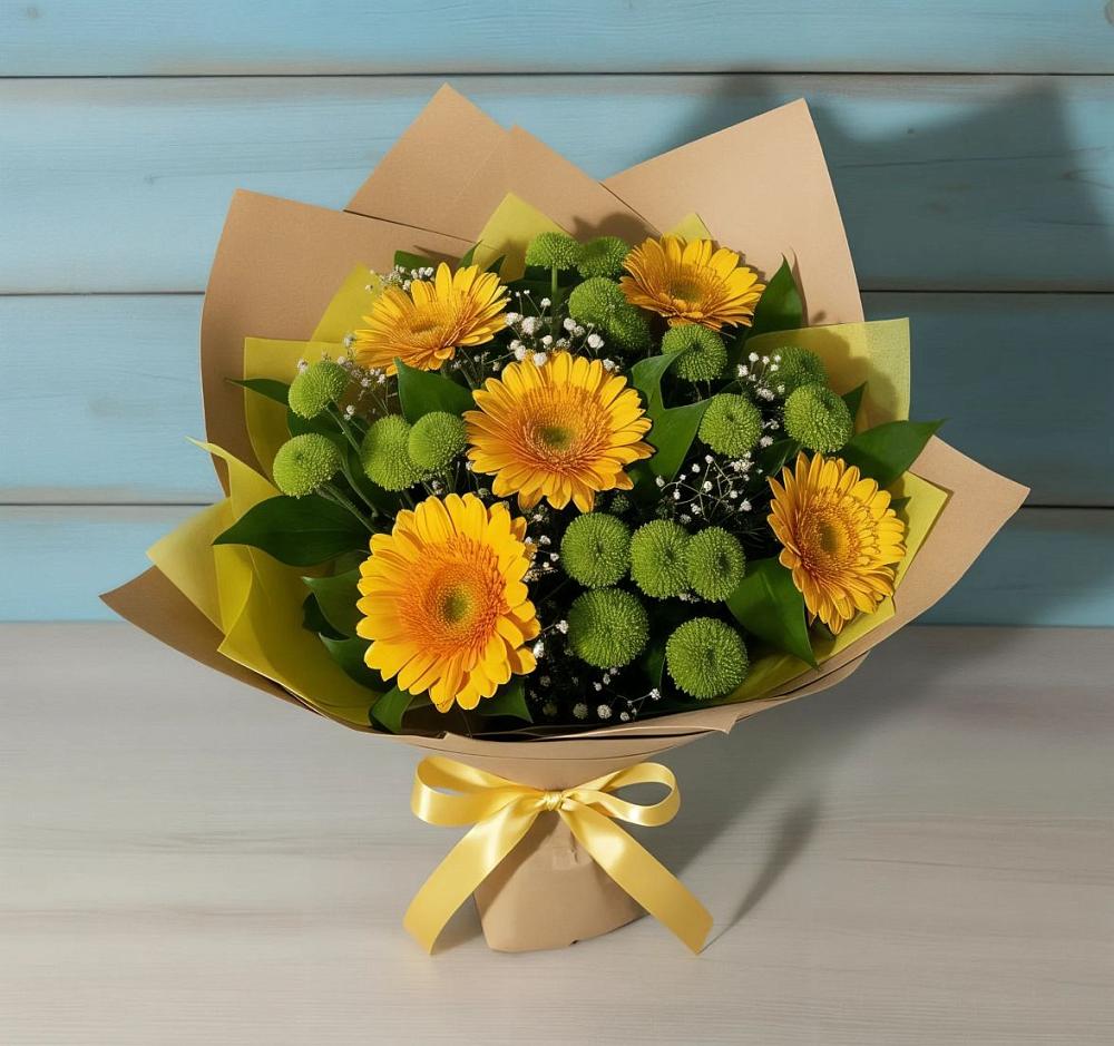 Букет цветов из: Герберы и Хризантемы в Луговой