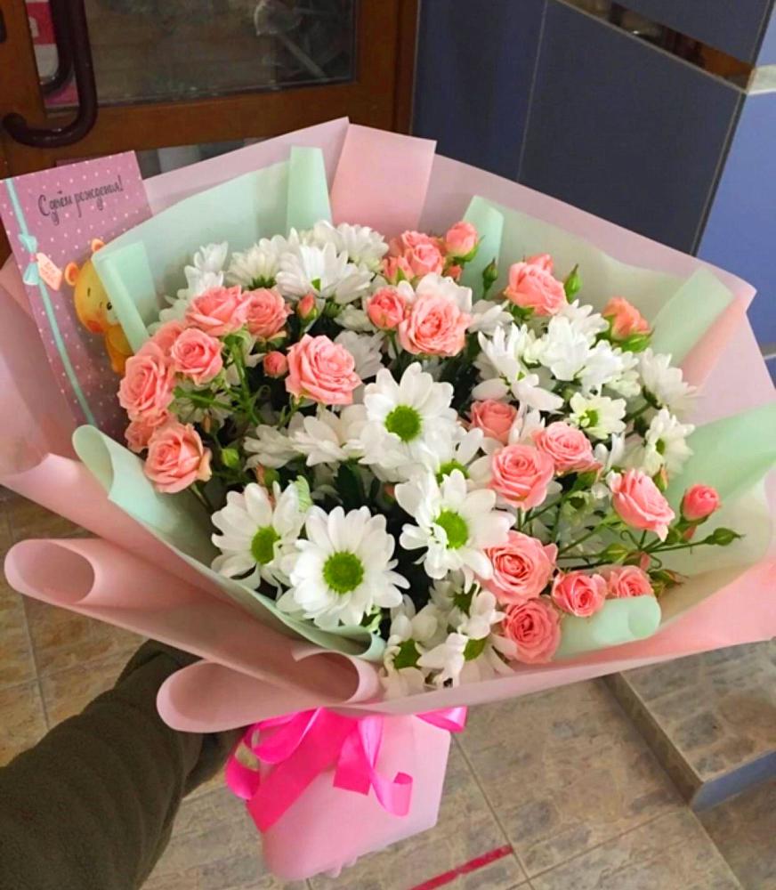 Букет цветов из: Розы и Хризантемы в Луговой