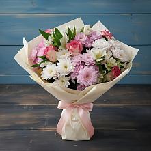 Букет цветов из:  Хризантемы, Альстромерии и Розы #REPLACE_PRED# Луговой