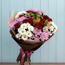 Букет цветов из:  Розы, Хризантемы и Альстромерии в Луговой