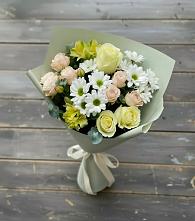 Букет цветов из:  Альстромерии, Розы и Хризантемы в Луговой