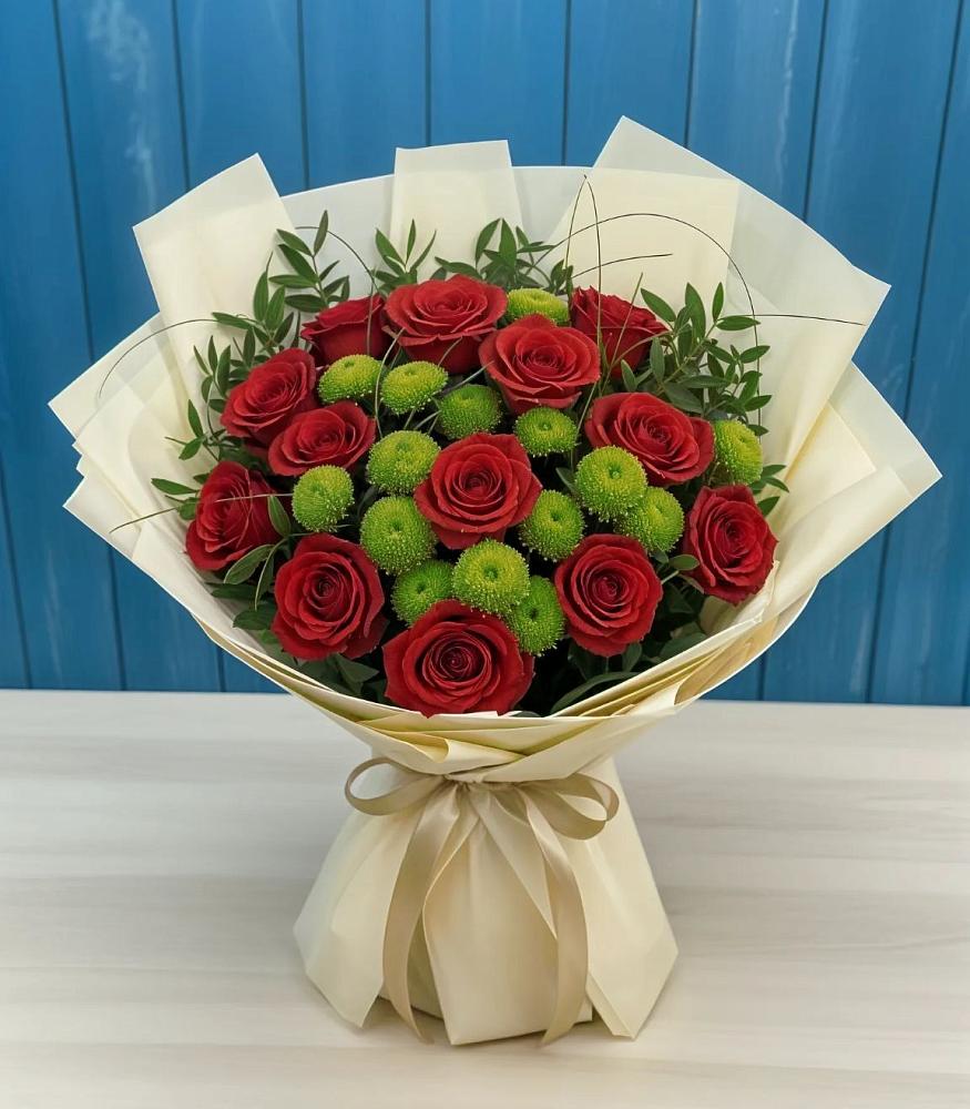 Букет цветов из: Розы и Хризантемы в Луговой